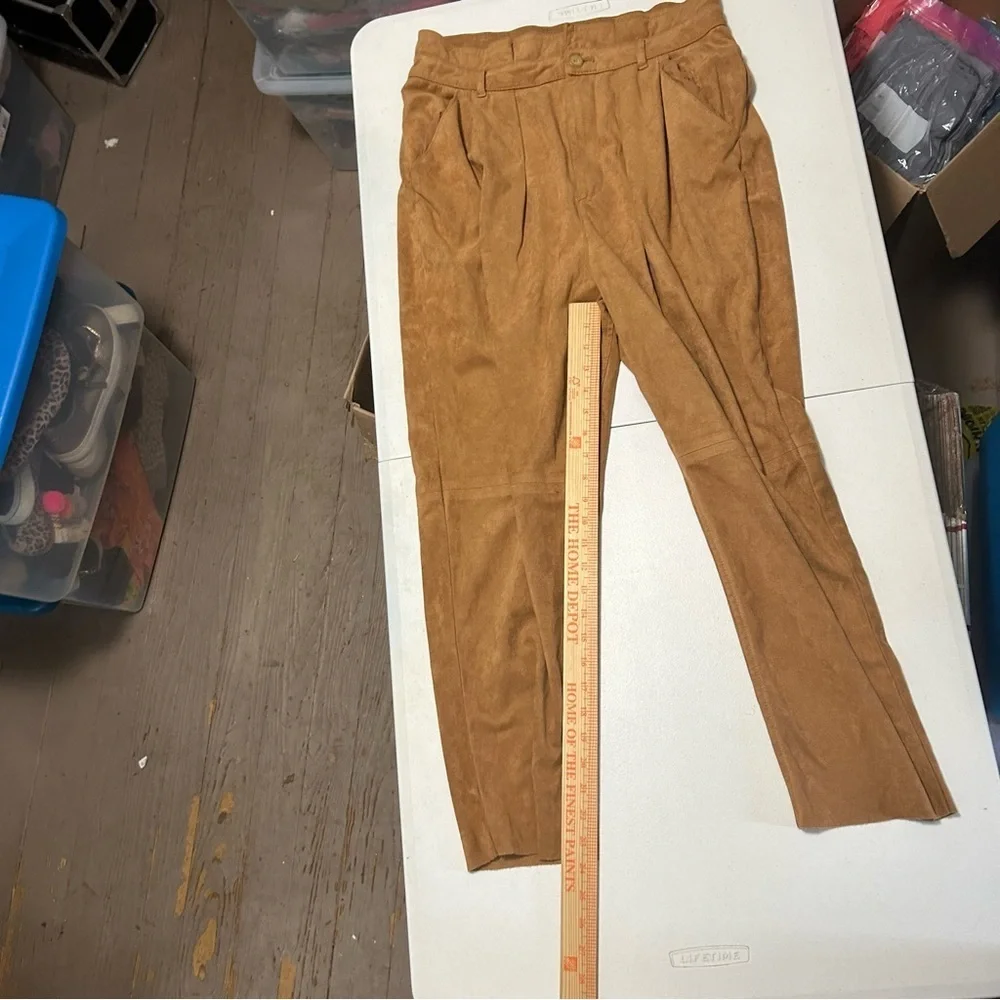Free People Nightfall Vegan Suede Pants Camel Brown Size 10 M2